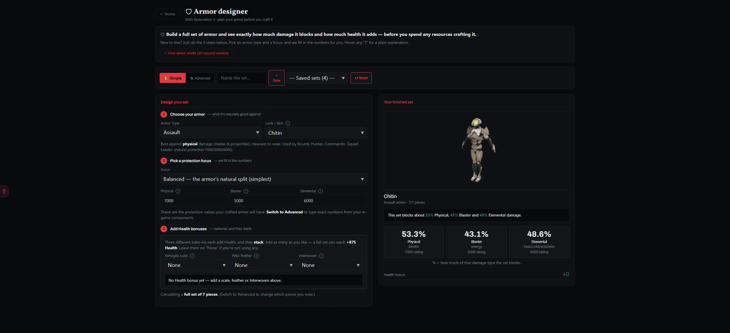 The Armor Designer — layer segments and cores and watch the mitigation move.