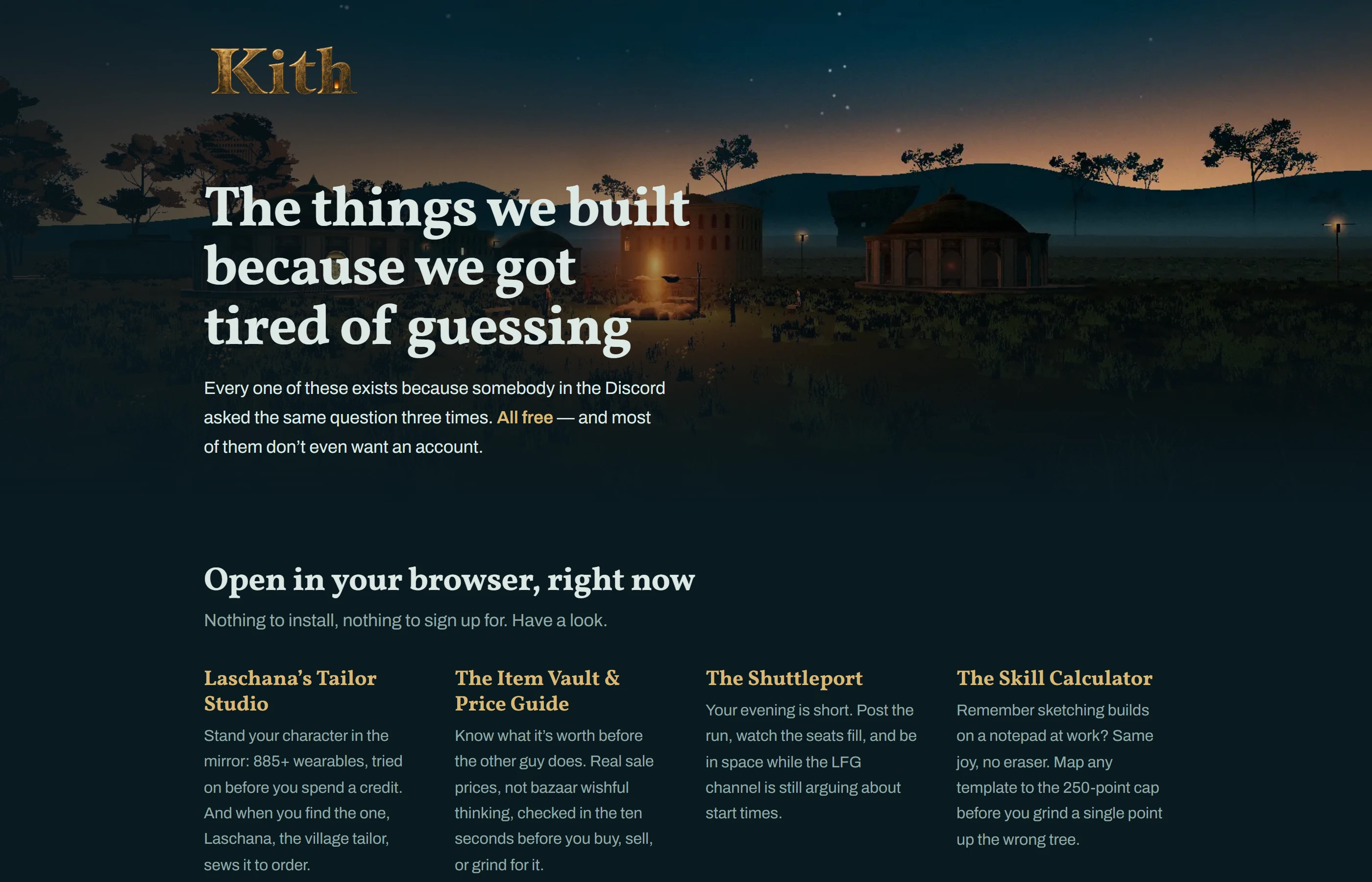 The tools directory — every tool, grouped by district.